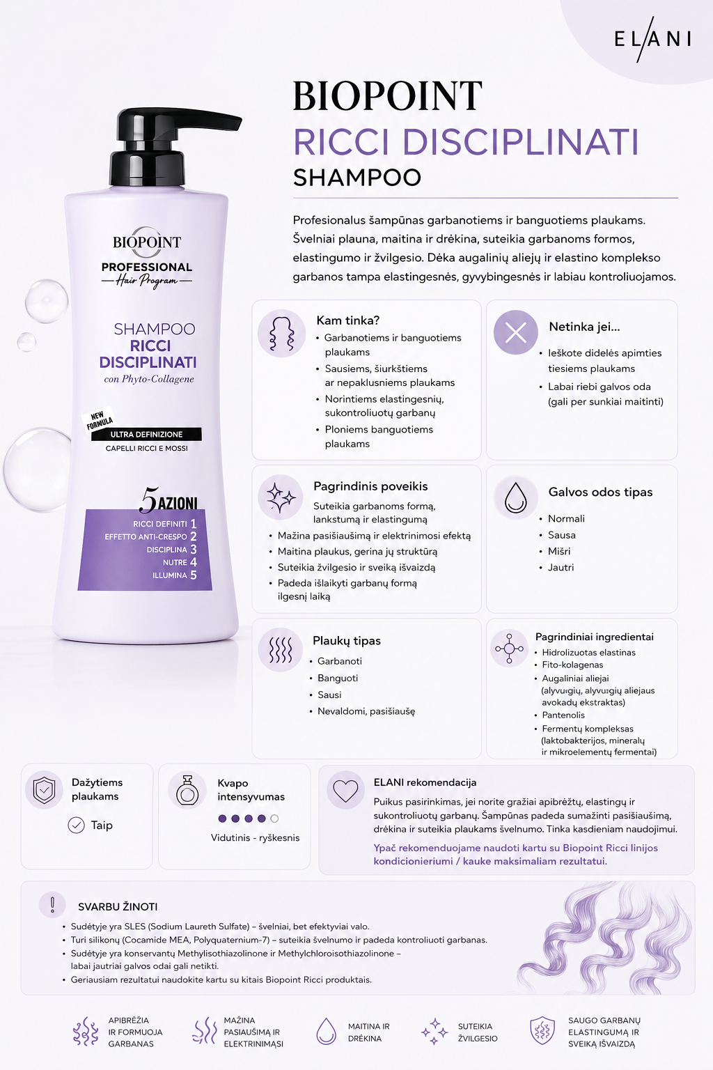 4b7333d0-6711-4510-b24b-aea56e4b1883 Biopoint RICCI DISCIPLINATI - PROFESIONALUS ŠAMPŪNAS GARBANOTIEMS PLAUKAMS 400ml