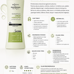 Biopoint LISCIO ASSOLUTO - PROFESIONALUS ŠAMPŪNAS LYGINANTIS PLAUKUS 400 ML