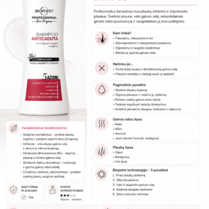 Biopoint ANTICADUTA - Profesionalus šampūnas nuo plaukų slinkimo ir stiprinatis plaukus 400ml