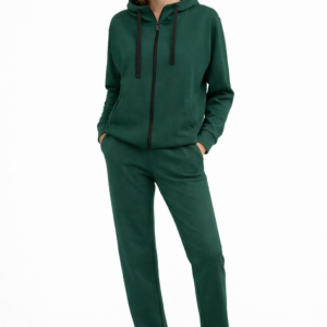 Žalios spalvos laisvalaikio moteriškas kostiumėlis (be pūkelio)