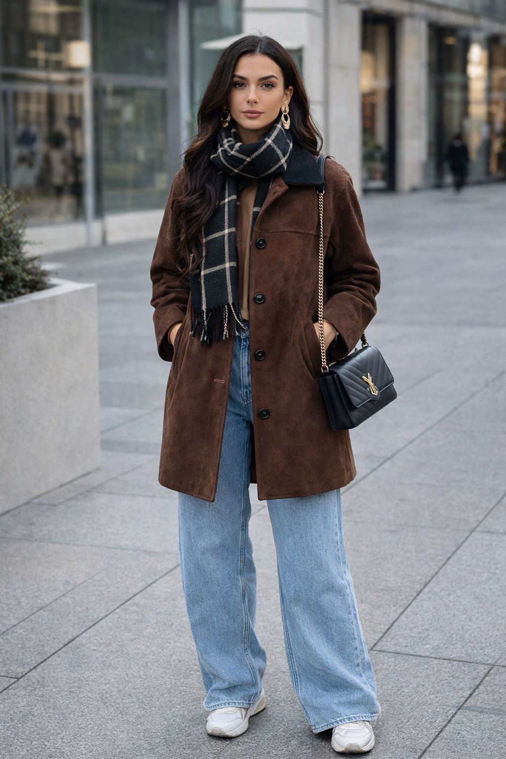 Rudos spalvos zomšinio audinio paltukas su velvetine apykakle