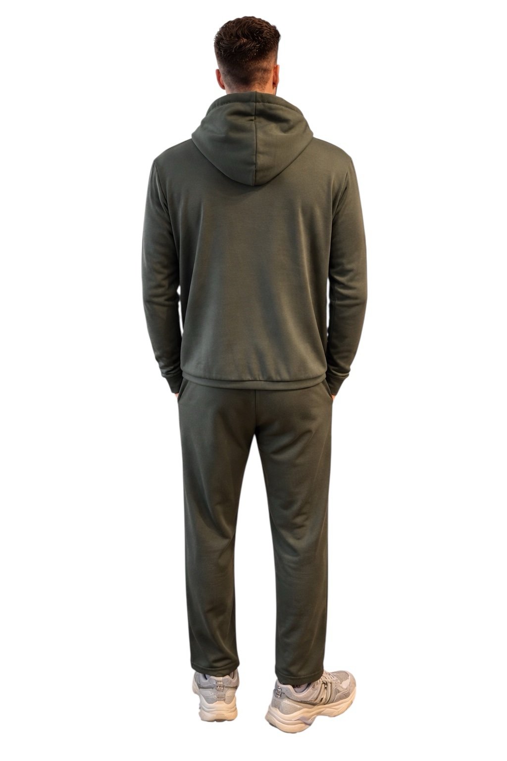 Vyriškas laisvalaikio kostiumas su užtrauktuku (alyvuogių spalvos)