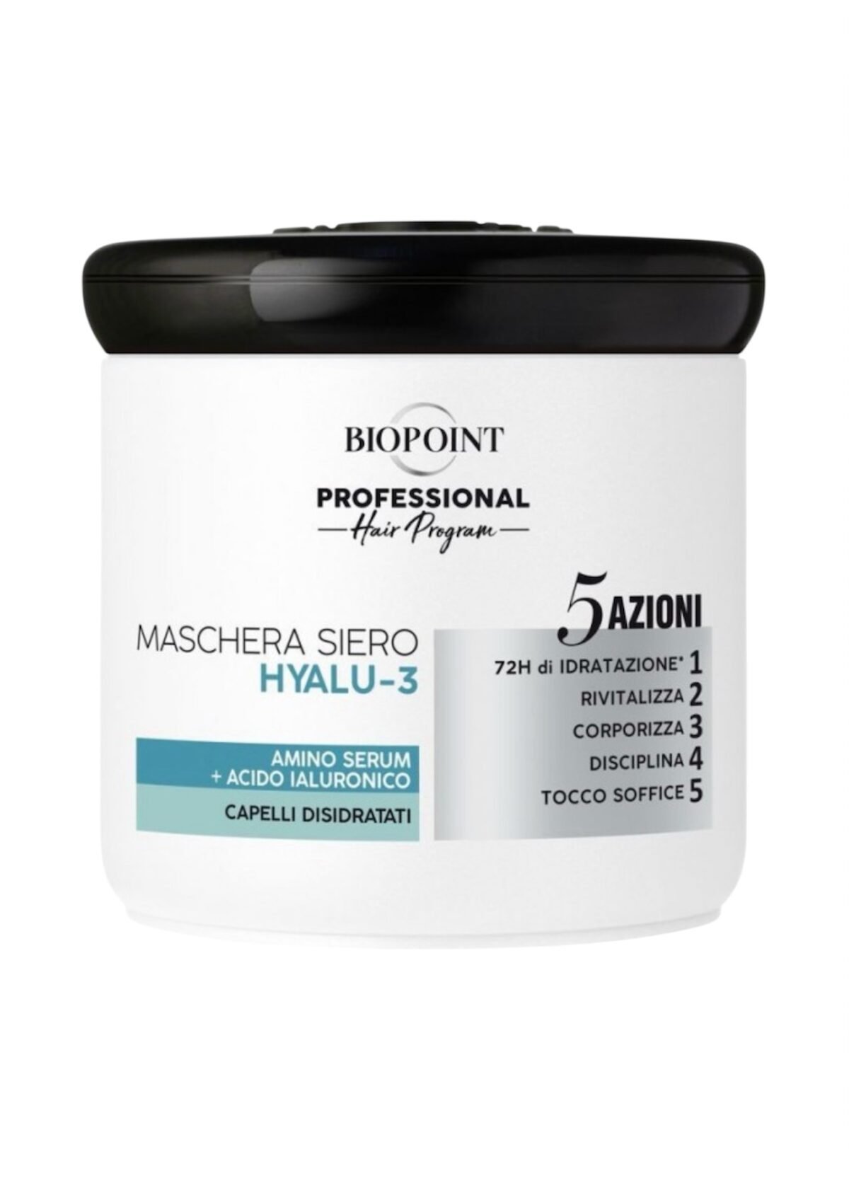 Biopoint HYALU-3 -
Profesionali
Hyaluron-Omega 3
kauke
dehidratuotiems ir
sausiems plaukams
400 ml