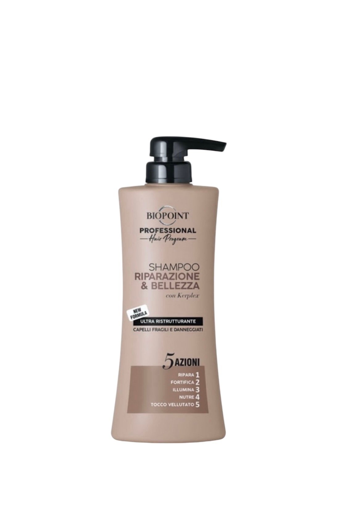 Biopoint RIPARAZIONE E BELLEZZA - PROFESIONALUS ŠAMPŪNAS ATKURIANTIS TRAPIUS IR PAŽEISTUS PLAUKUS 400 ML -PV15124 -PV02721