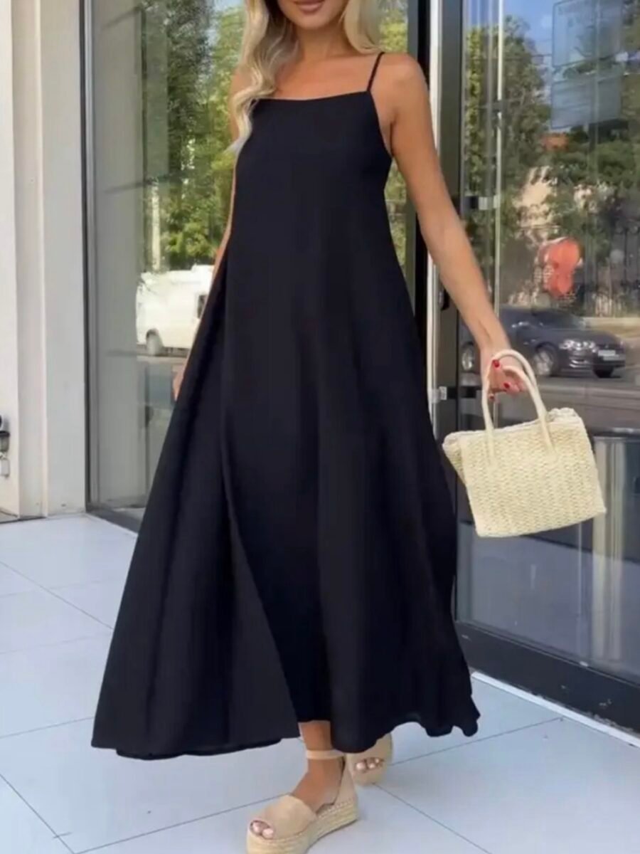 Lininė juoda suknelė