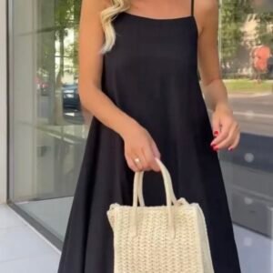 Lininė juoda suknelė