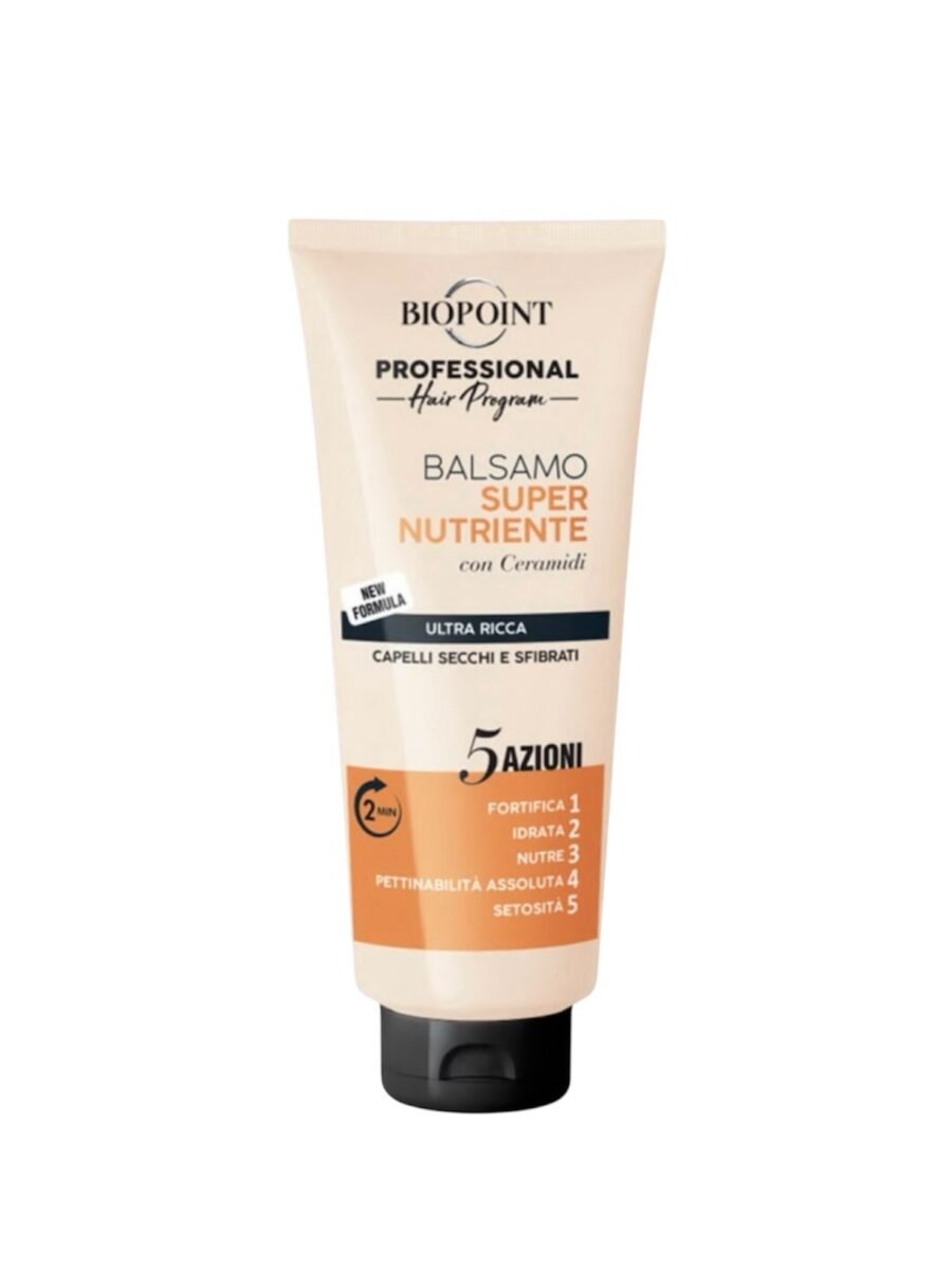 Biopoint SUPERNUTRIENTE - PROFESIONALUS BALZAMAS SAUSIEMS, GYVYBINGUMĄ PRARADUSIEMS PLAUKAMS 350 ML