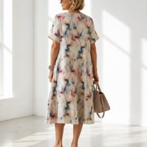 Elegantiška lininė suknelė su kišenėmis