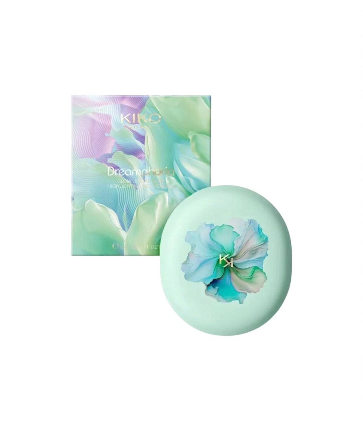 KIKO MILANO Dreamphoria Glow Up Beautifier – švytėjimo suteikianti kompaktinė veido pudra 02 Peachy Passion
