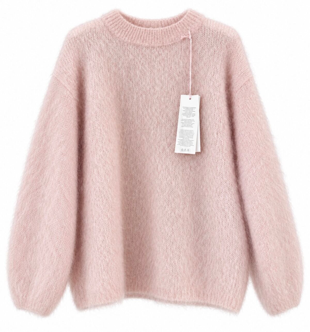 Moherinis megztinis ilgomis rankovėmis (dusty pink)