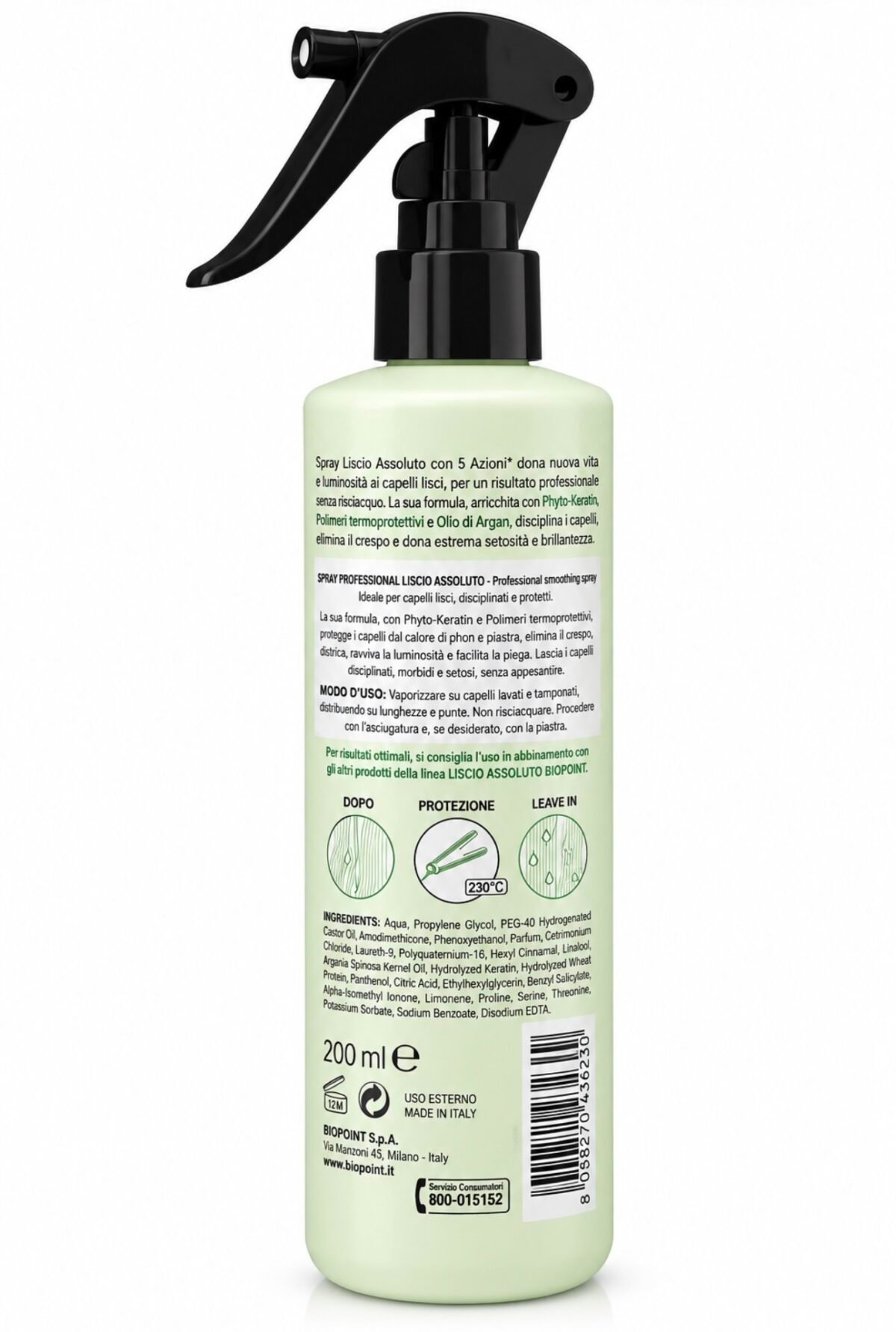 BIOPOINT Professional Liscio Assoluto – profesionalus glotninamasis plaukų purškiklis 200 ml